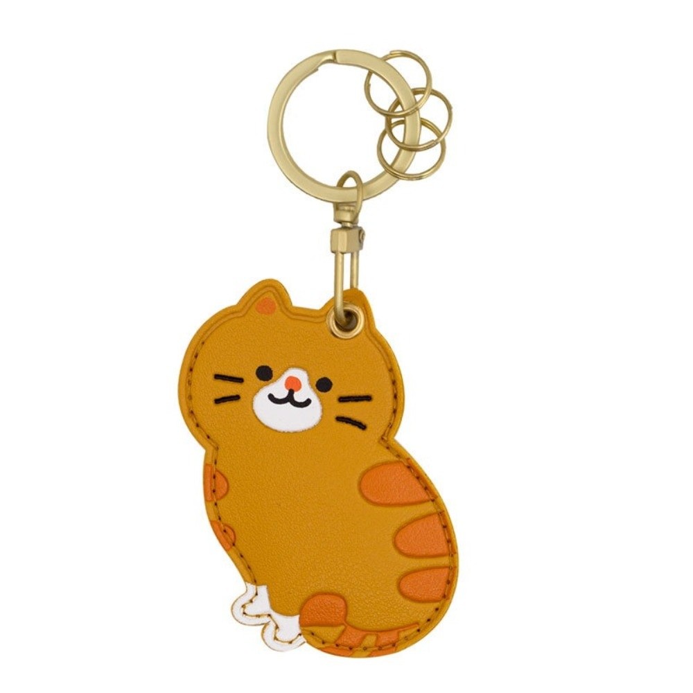 Key Holder Leather Pouch - Niedlicher Zugangskartenhalter mit Cartoon-Katze, PU-Leder, kleiner