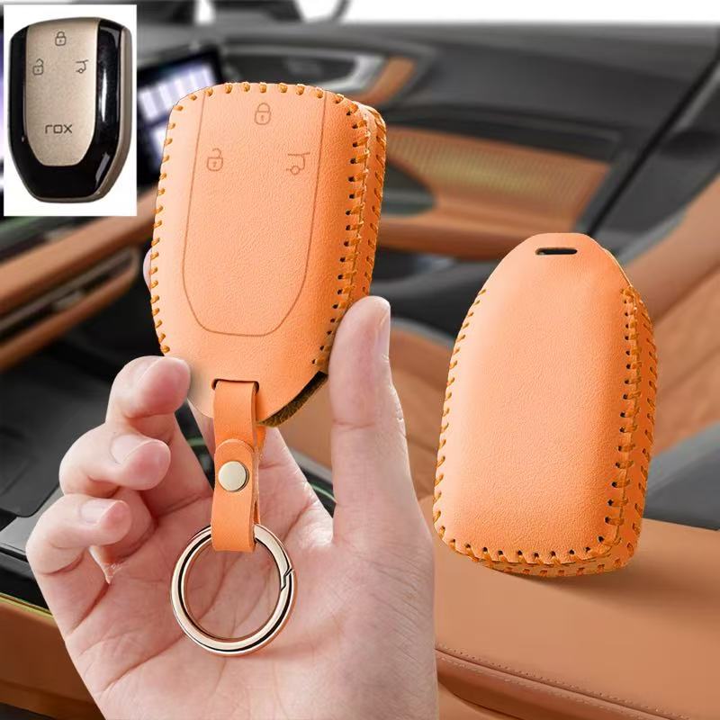 Key Holder Leather Pouch - Autozubehör Schlüsselhülle mit Schnallenring für Rox