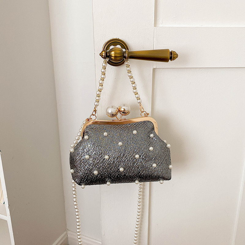 Luxury Bags Affordable - Glitzer-Perlen-Dekor Kussverschluss-Abendclutch Damen Perlenketten-Umhängetasche Hochzeitsfeier Erschwingliche