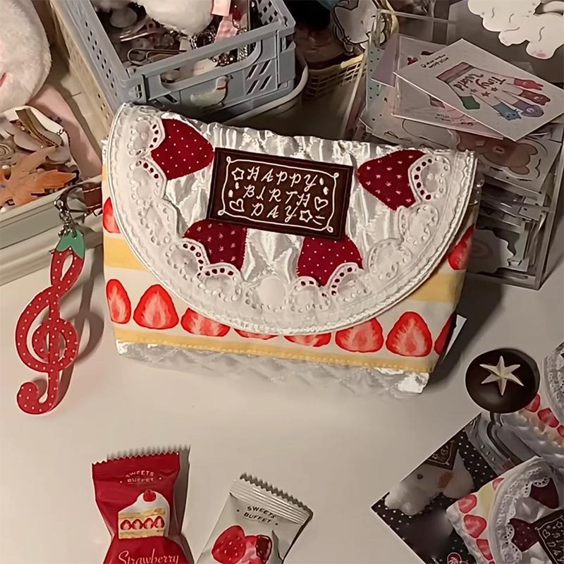 Luxury Bags Cute - Kawaii Mode Patchwork Erdbeer-Handtasche Einzigartige Kuchen-Tasche