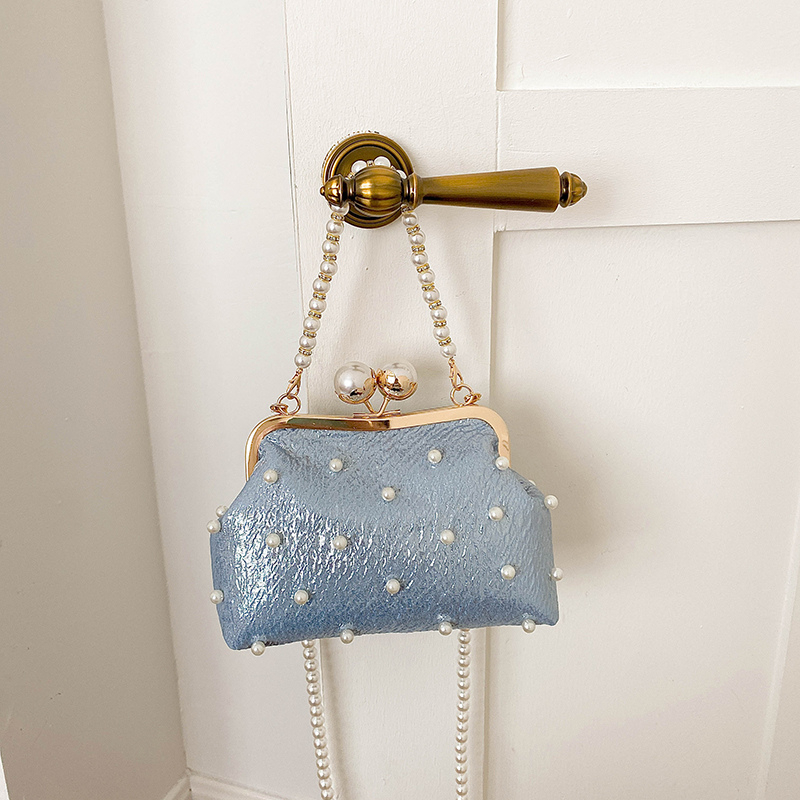 Luxury Bags Affordable - Glitzer-Perlen-Dekor Kussverschluss-Abendclutch Damen Perlenketten-Umhängetasche Hochzeitsfeier Erschwingliche
