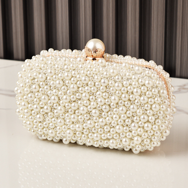Luxury Bags White - Damen-Party-Taschen Weiße Perlen-Abendclutch Luxuriöse Kleine Schulter-Handytasche